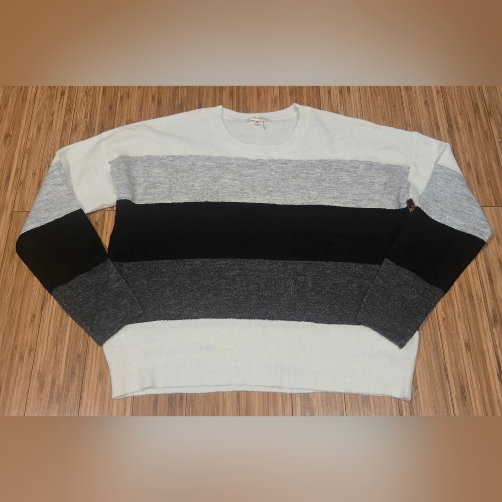 NWOT Andree By Unit Striped Sweater - Black, Gray, White